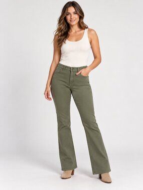 Vintage SANTANA JEANS Khaki Green Bootleg Pants | Women's Size 12 | Y2K 90s